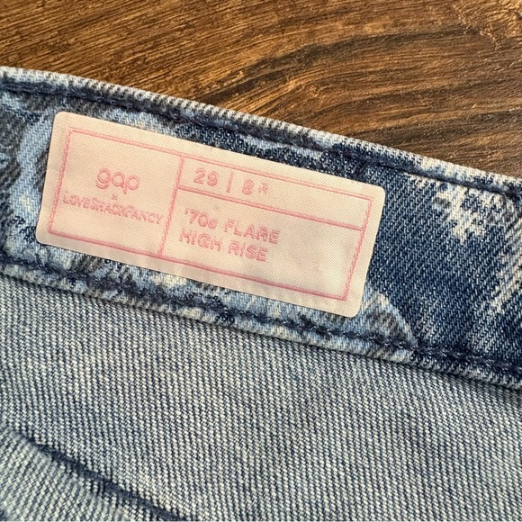 NWOT Love Shack Fancy X Gap 70’s high rise floral flare jeans - Picture 4 of 6